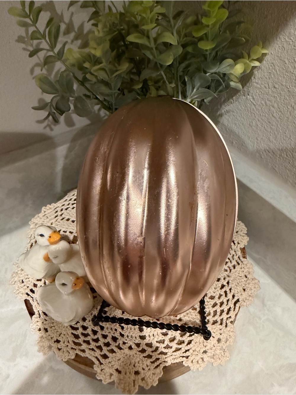 Vintage Copper Deep Fluted Oval Mold 7.5x5x3.5”